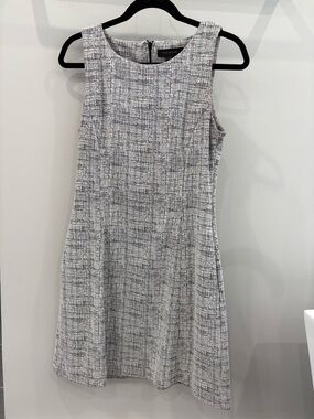 Tahari Black and White Tweed A-Line Dress